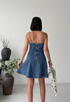 Tencel Karışımlı Mini Kot Elbise Mavi
