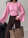 Yarasa Kol Pembe Fit Bluz