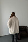 Kadın Bej Oversize Premium Kürk Kaban MLB106
