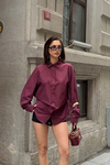 Kadın Bordo Oversize Modal Gömlek – Minimal Şıklık MLB178