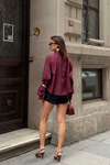 Kadın Bordo Oversize Modal Gömlek – Minimal Şıklık MLB178