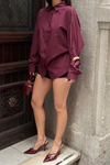 Kadın Bordo Oversize Modal Gömlek – Minimal Şıklık MLB178