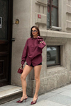 Kadın Bordo Oversize Modal Gömlek – Minimal Şıklık MLB178