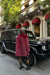 Kadın Bordo Oversize Yapay Kürk Kaban MLB106