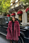 Kadın Bordo Oversize Yapay Kürk Kaban MLB106