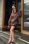Kadın Kahve Oversize Modal Gömlek – Minimal Şıklık MLB178