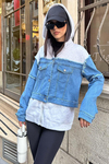 Kadın Kapüşonlu Jean Detaylı Sweatshirt | Rahat Kesim Günlük Şık Üst MLB126