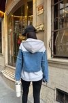 Kadın Kapüşonlu Jean Detaylı Sweatshirt | Rahat Kesim Günlük Şık Üst MLB126