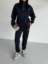 Kadın Lacivert Yarım Fermuarlı Sweatshirt ve Eşofman Takımı