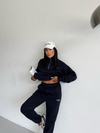 Kadın Lacivert Yarım Fermuarlı Sweatshirt ve Eşofman Takımı