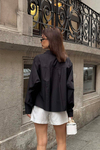 Kadın Siyah Oversize Modal Gömlek – Minimal Şıklık MLB178