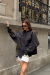 Kadın Siyah Oversize Modal Gömlek – Minimal Şıklık MLB178