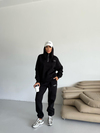 Kadın Siyah Yarım Fermuarlı Sweatshirt ve Eşofman Takımı