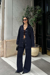 Kadın Taş Detaylı Oversize Denim Gömlek Pantolon Takım | Şık Jean Alt Üst MLB132