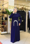 0007 KOD TAŞ DETAYLI KREP ELBİSE