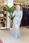 3108 CODE WHITE STONE PATTERNED EVENING DRESS