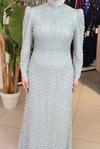 3108 CODE WHITE STONE PATTERNED EVENING DRESS