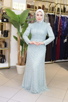 3108 CODE WHITE STONE PATTERNED EVENING DRESS