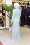 3108 CODE WHITE STONE PATTERNED EVENING DRESS