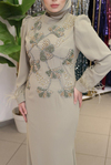 4886 CODE ROBE EN CRÊPE BRODÉE DE FLEURS