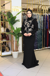 4886 CODE ROBE EN CRÊPE BRODÉE DE FLEURS
