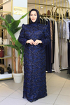 654 KOD KENDİNDEN PUL DESENLİ ABİYE ELBİSE
