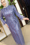 ARMC529 FULL STONE EVENING DRESS WITH SLEEVE DETAIL