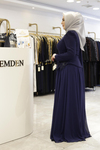 BEL İŞLEMELİ ŞİFON ABİYE ELBİSE 0067 KOD