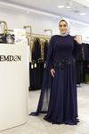 BEL İŞLEMELİ ŞİFON ABİYE ELBİSE 0067 KOD