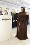 BEL İŞLEMELİ ŞİFON ABİYE ELBİSE 0067 KOD