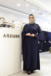 3645 KOD ÇİÇEK İŞLEMELİ ŞİFON ELBİSE