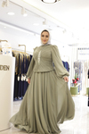 TAŞ DETAYLI DRAPELİ ABİYE ELBİSE 0068 KOD