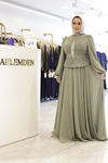 TAŞ DETAYLI DRAPELİ ABİYE ELBİSE 0068 KOD
