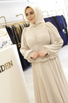 TAŞ DETAYLI DRAPELİ ABİYE ELBİSE 0068 KOD