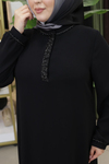 TAŞLI YAKA MANŞETLİ ELBİSE 4252 KOD