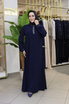 TAŞLI YAKA MANŞETLİ ELBİSE 4252 KOD