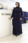 3451 CODE KRAGEN UND TAILLE STEIN BESTICKTES KLEID