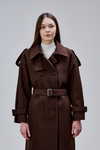 Acı Kahve Kuşaklı Oversize Kaşe Kaban 44577 
