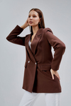 Acı Kahve Oversize Dokuma Blazer Ceket