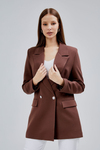 Acı Kahve Oversize Dokuma Blazer Ceket