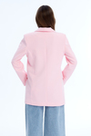 Açık Pembe Oversize Dokuma Blazer Ceket