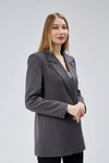 Antrasit Oversize Dokuma Blazer Ceket