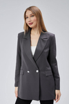 Antrasit Oversize Dokuma Blazer Ceket