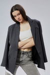 Antrasit Oversize Uzun Blazer Ceket