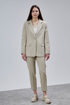 Bej Kruvaze Regular Blazer Takım