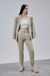 Bej Kruvaze Regular Blazer Takım