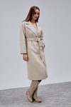 Bej Premium Oversize Kemerli Kaşe Kaban