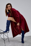 Bej Premium Oversize Kemerli Kaşe Kaban