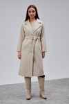 Bej Premium Oversize Kemerli Kaşe Kaban