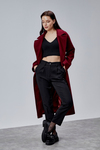 Bej Premium Oversize Kemerli Kaşe Kaban